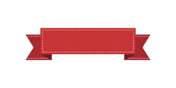 Red ribbon in png. Banner label illustration. Ribbon label on transparent background. Red banner in png for advertising and marketing badge for offer discount or announcement 