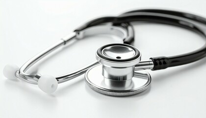 Medical Stethoscope Closeup on White Background Health Care Professional Equipment