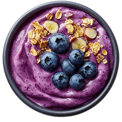 Seraphic Smoothie Bowl with Blueberry and Banana Isolated on Transparent Background