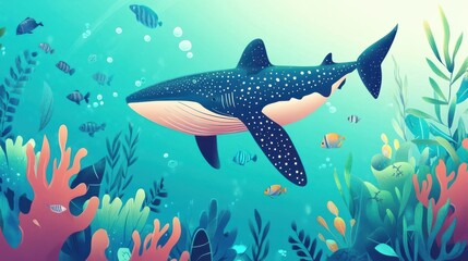Fototapeta premium Save wildlife theme with whaleshark illustration illustration , no logos, no brands