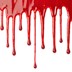 Watercolor red slime drip paint art abstract isolated on transparent background