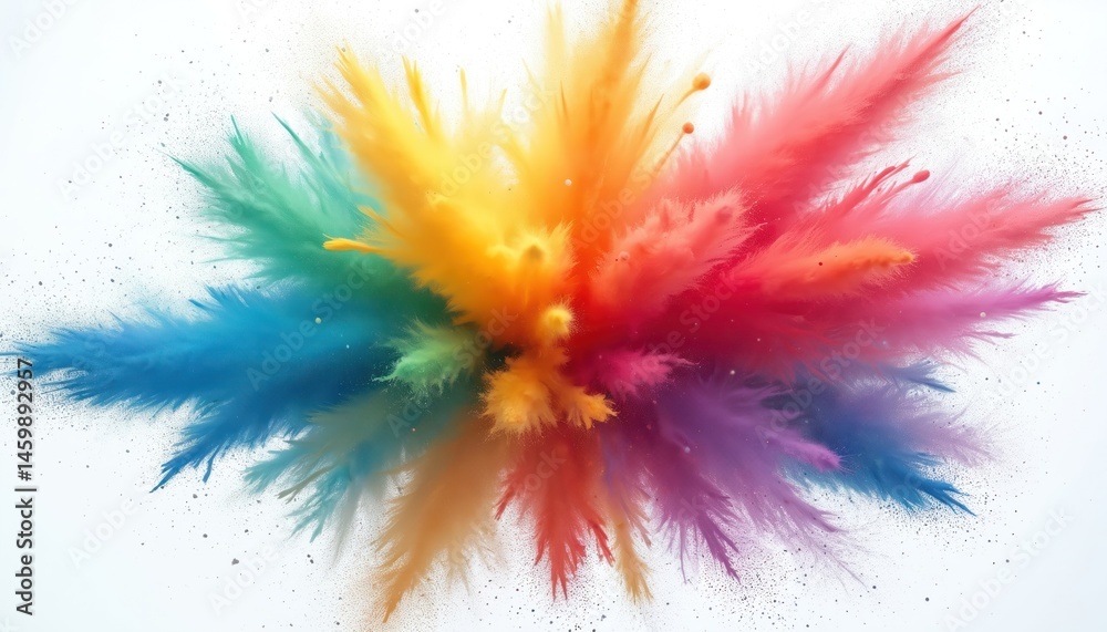 Aufkleber abstract illustration captures vibrant explosion of multicolored powder. dynamic burst of rainbow co