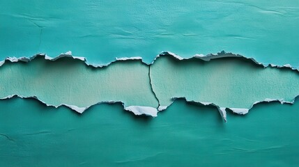 Obraz premium A 4K photo of ripped blue paper on green.