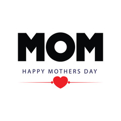 Happy Mothers Day elegant pink lettering background. Calligraphy vector text and heart for Mother's day sale shopping special offer banner. For Best Mom ever greeting card