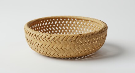 Light beige woven round basket