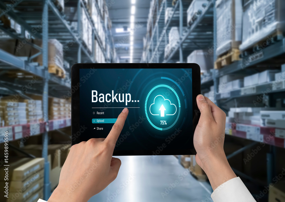 Poster backup storage data internet technology business concept. database storage cloud technology file dat
