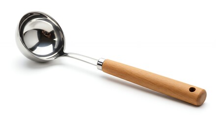 Wooden handle stainless steel ladle