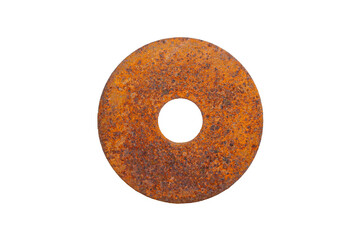 Rusty washer isolated on white