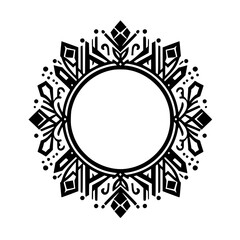 Art Deco Geometric Circular Frame, Black & White Design