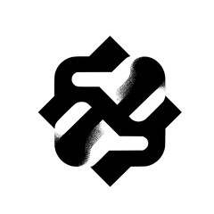 Interwoven Graphic Element in Black and White, Geometric Design