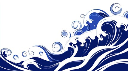 Fototapeta premium Abstract Blue Ocean Waves: A Stylized Depiction of Powerful Ocean Currents