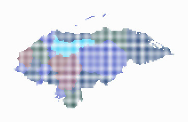 Honduras dotted map. Digital style map of the country on white background. Honduras shape with circle dots. Colored dots style. Small size circles. Awesome vector illustration.