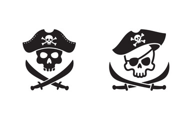 Pirate skull hat and crossed swords icon