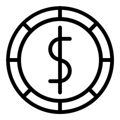 Dollar Coin Vector Line Icon Design