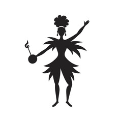 Silhouette Of Samba Dancer Mid Rhythm