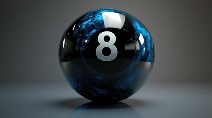 Black and blue billiard ball with number 8 on it