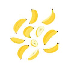 Vibrant banana arrangement, tropical fruit illustration on a clean background