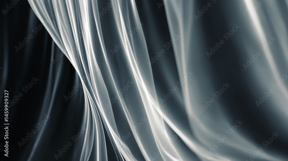 Aufkleber Abstract image of flowing, gray fabric with soft light highlights, suggesting movement and elegance, ideal for background or design element