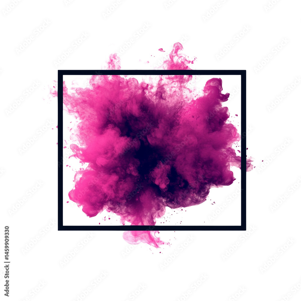 Aufkleber abstract magenta burst within a geometric frame, modern design concept