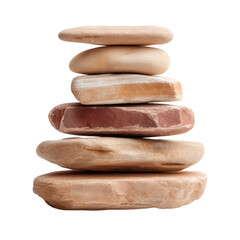 Stack of smooth, flat stones is carefully balanced, showcasing variety of earthy tones and textures. arrangement creates sense of tranquility and natural beauty