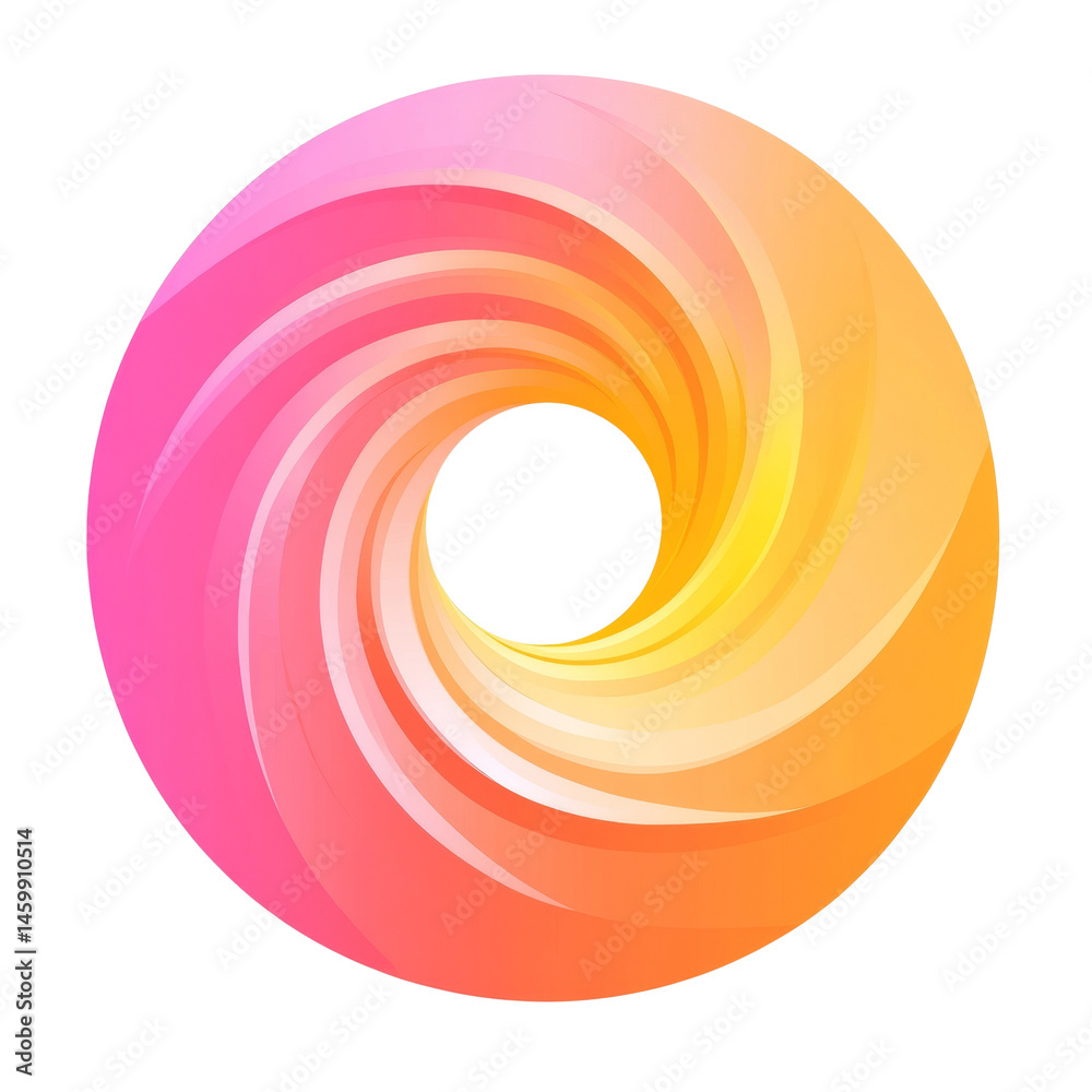 Poster Gradient color spectrum twirl forming a seamless circular vortex shape