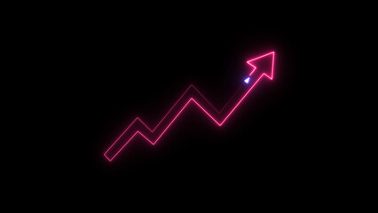 abstract neon cyan and pink graph chart arrow icon illustration, on black background, and 4k illustration.
