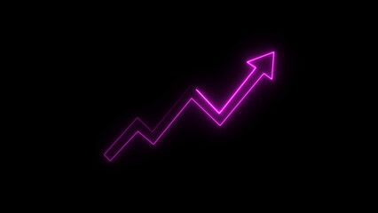 abstract neon cyan and pink graph chart arrow icon illustration, on black background, and 4k illustration.
