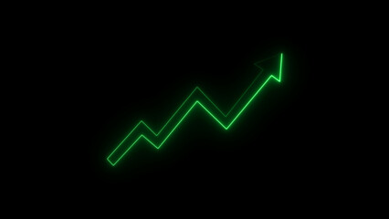 abstract neon cyan and pink graph chart down arrow icon illustration, on black background, and 4k illustration.