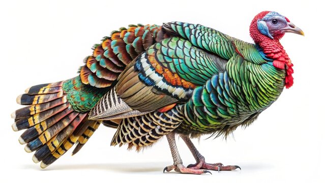 ocellated turkey pheasant isolated on white background