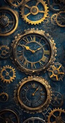 Obraz premium Antique clock gears and mechanism