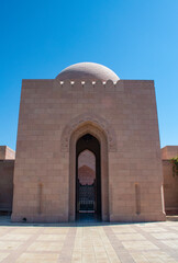 Oman, Middle East, 03-06-2025: architectural details of the Sultan Qaboos Grand Mosque in Muscat, the largest mosque in Oman completed in 2001