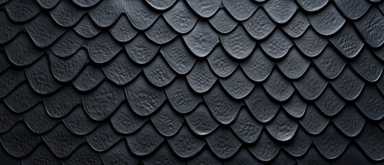 Fototapeta premium Dark textured surface with overlapping scales pattern