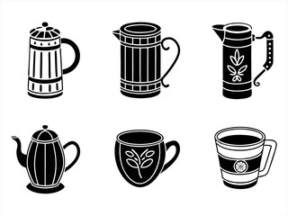 mug icon set sihouette black vector bundle