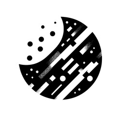 Abstract Geometric Orb - Black and White Design