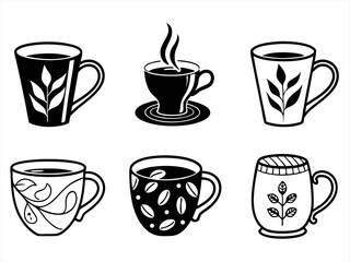 Obraz premium mug icon set sihouette black vector bundle