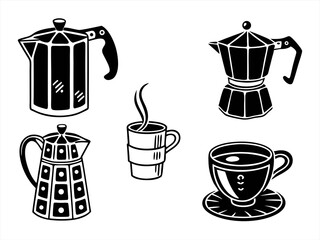 mug icon set sihouette black vector bundle