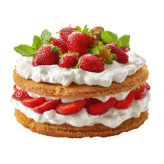Artisan Strawberry Shortcake With Whipped  isolated on a transparent background