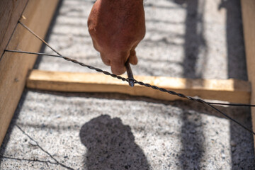 Preparation of foundation formwork for pouring rubble concrete