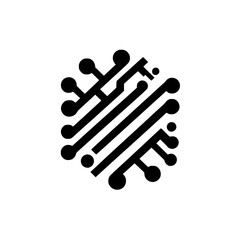 Minimalist Circuit Board Logo on White Background