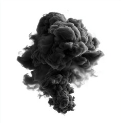 Black smoke on white transparent background