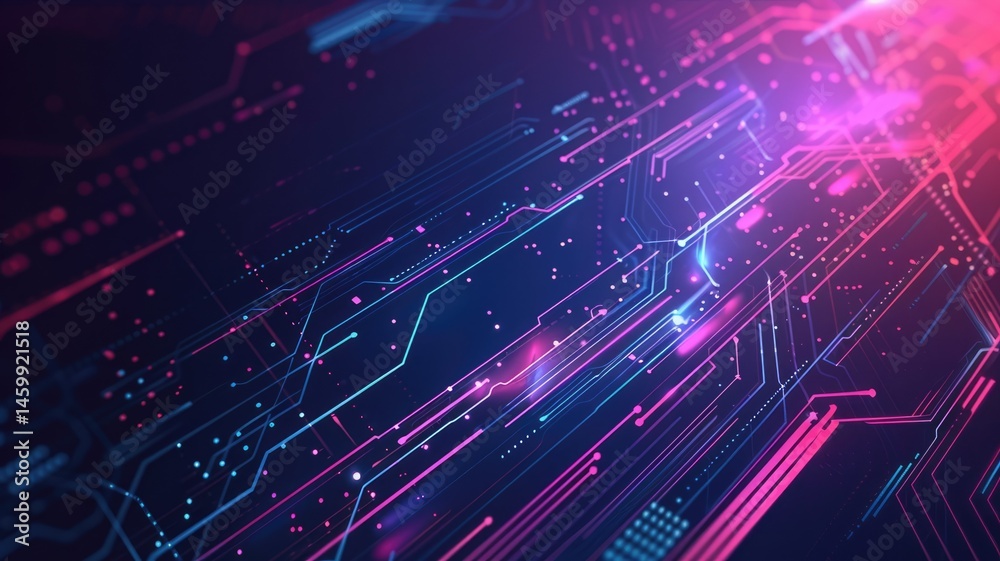 Poster abstract digital shape or line of technological cyber style particle design connect in surreal elect