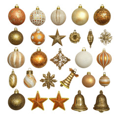 Fototapeta premium Christmas Ornament Set With Glitter Effects isolated on a transparent backgroun