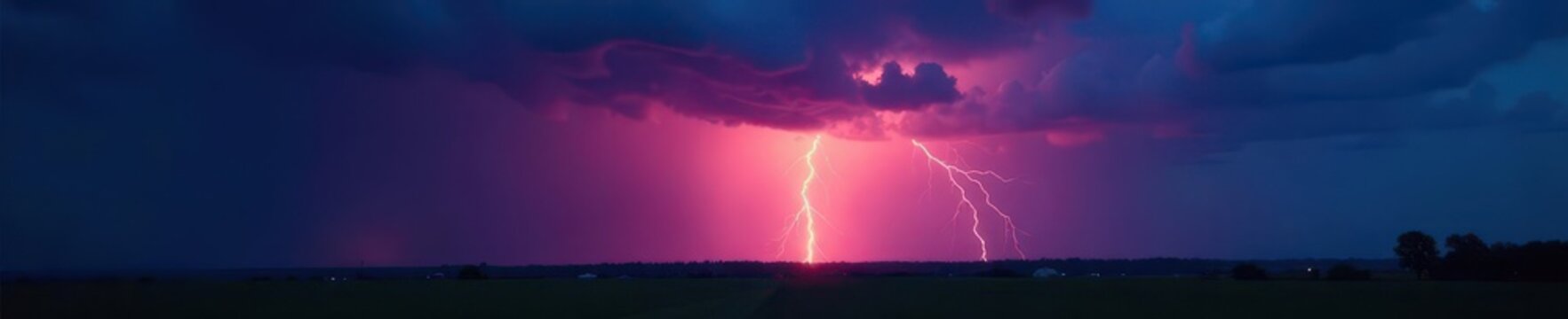 Jagged lightning bolt cuts across brooding, pre-storm sky; dark landscape below , natural, perspective, dramatic lighting