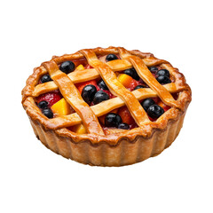 Delicious Fruit Tart Pastry with Lattice Crust and Berries Isolated on Transparent Background