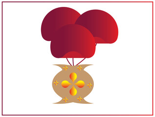 Colorful vase, pot with red petals vector icon design eps 10.