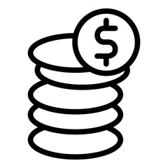 Coins Vector Line Icon Design