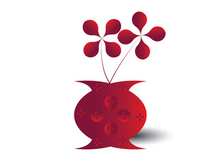  Modern Abstract Flower Vase Art Design for Digital Inspiration. Red colorful vase, pot with red flowers vector icon design eps 10.