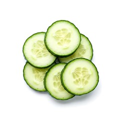 cucumber image in pieces white background top view.
