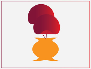 Red Abstract Flower Vase with Balloon Petal Design Modern Decorative Art. Yellow colorful vase, pot with red petals vector icon design eps 10.