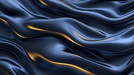 Obraz premium Elegant, fluid folds of dark blue fabric with golden highlights.